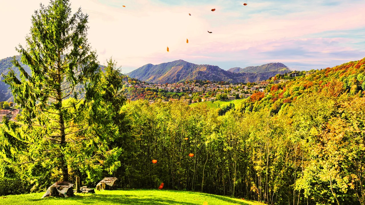 Selvino surrounded by woodland and mountains