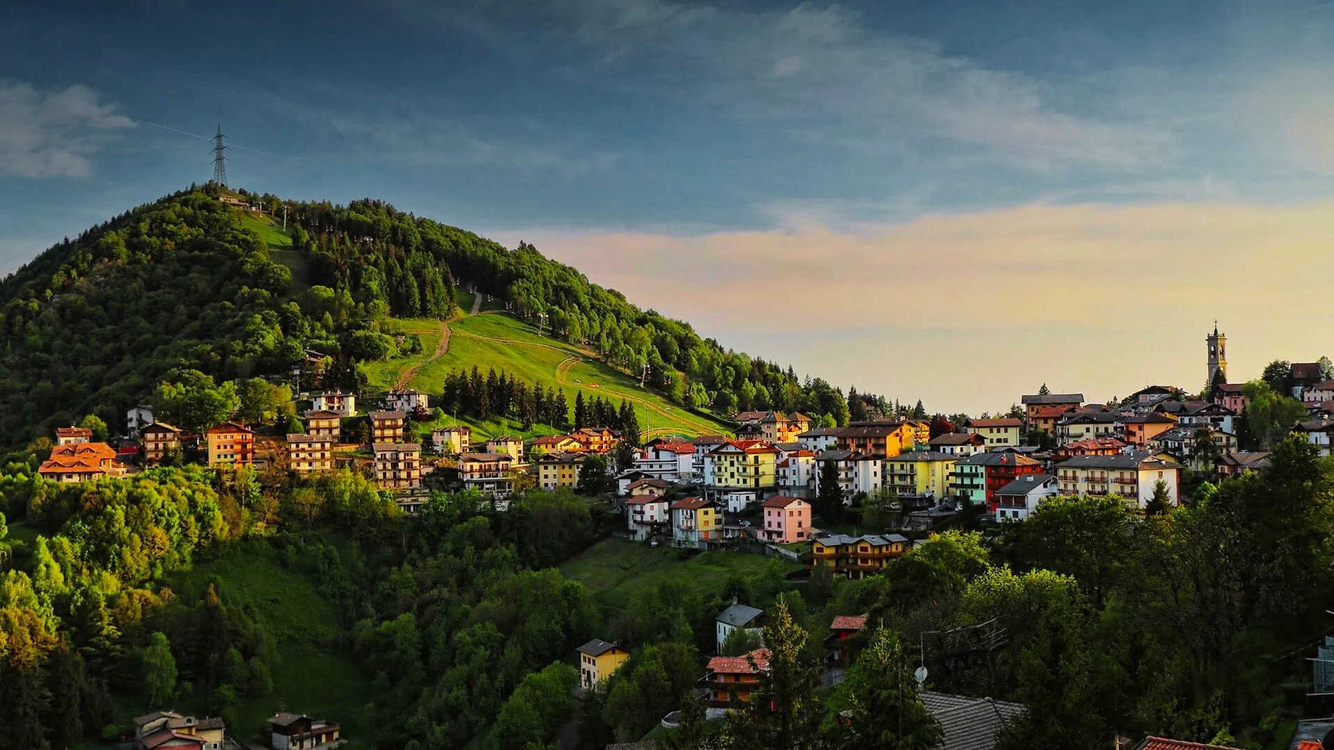Green panorama of Selvino and Monte Purito